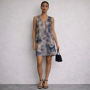 Zimmermann 100% Silk Blue Rock Fissure Print Shift Tunic Dress